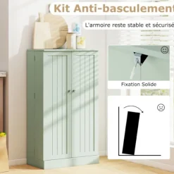 Buffet i Køkken 104CM COSTWAY, Døre med 180° Åbning, Justerbare Hylder, Anti-Tip Kit, til Spisestue Stue, Grøn Grön