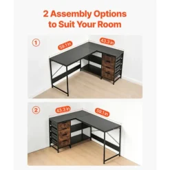 Bureau Gaming Vinkel 150 cm-Duoku-L-formet Skrivebord-Reversibel PC-Computerbord-med Skuffer og Opbevaringshylder