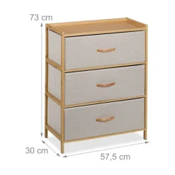 Bureau i bambus 3 skuffer