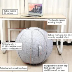 {ca}65 cm Siddepude Stol til Kontor, Kollegieværelse og Hjem, Pilates Trænings Yoga Bold med Betræk, Letvægtig