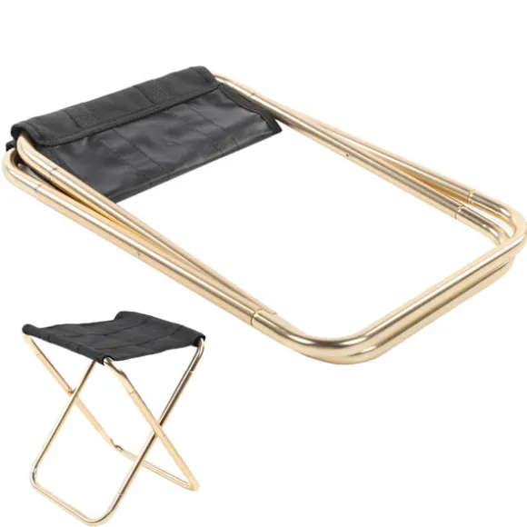 Camping Mini Foldbar Stol i Luftfartsaluminium - Guld