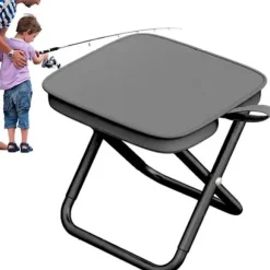 Campingstol - Foldbar skammel - Fiskestol - 600D Oxford stof og kulstofstål materiale - Opbevaringstaske - 28*26*23 cm - Sort