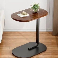 C-format sidebord & sofabord – lille træ kaffebord, der glider under sofa og seng