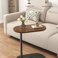 C-formet sidebord, 360° drejeligt og vippeligt C-formet endebord, laptop-stander sofabord til sofa/seng 45x30x60cm