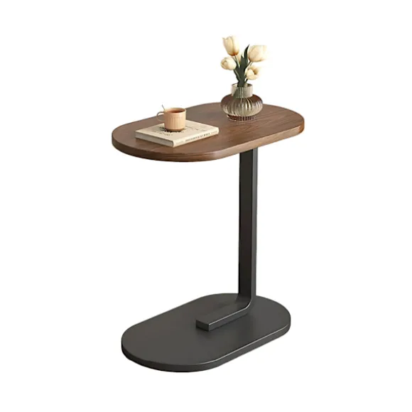 C-formet sidebord, 360° drejeligt & flip-top C-formet endebord, mobile C-sideborde der glider under, laptopstativ sofabord til sofa/seng 45x30x60cm