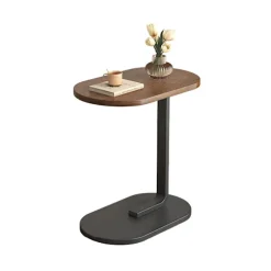 C-formet sidebord, 360° drejeligt & flip-top C-formet endebord, mobile C-sideborde der glider under, laptopstativ sofabord til sofa/seng 45x30x60cm