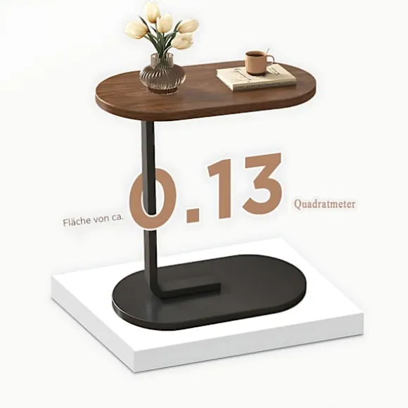 C-formet sidebord, 360° drejeligt & flip-top C-formet endebord, mobile C-sideborde der glider under, laptopstativ sofabord til sofa/seng 45x30x60cm