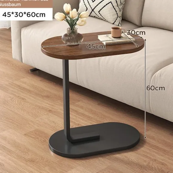 C-formet sidebord, 360° drejeligt & flip-top C-formet endebord, mobile C-sideborde der glider under, laptopstativ sofabord til sofa/seng 45x30x60cm