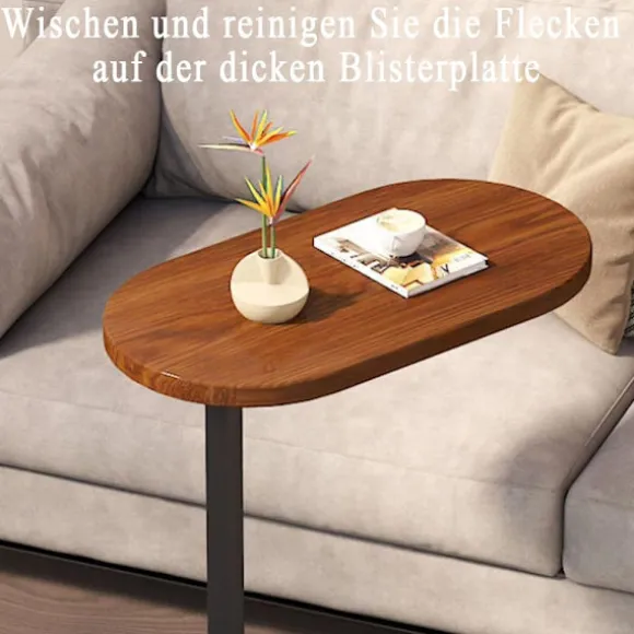 C-formet sidebord, 360° drejeligt & flip-top C-formet endebord, mobile C-sideborde der glider under, laptopstativ sofabord til sofa/seng 45x30x60cm