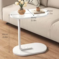 C-formet sidebord & sofabord – lille træ coffee table, der glider under sofa og seng_TF_TF Brun