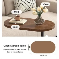 C-formet sidebord & sofabord – lille træ coffee table, der glider under sofa og seng_TF_TF Brun