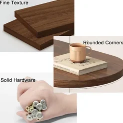 C-formet sidebord & sofabord – lille træ coffee table, der glider under sofa og seng_TF_TF Brun