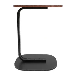 C-formet Sidebord Fritstående Sofabord Valnød Sort