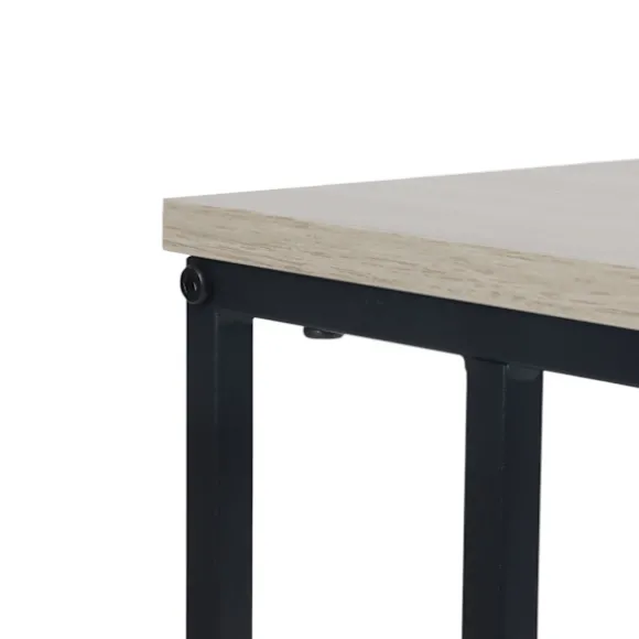 C-formet sidebord, trælignende bordplade, metalstel