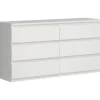 CHELSEA 6 Skuffe Kommode - Mat hvid farve - L 154 x D 42,2 x H 79,9 cm
