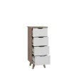 Chiffonnier VANKKA 4 Skuffer - Egetræ og hvid - Skandinavisk stil - L 45 x P 42 x H 108 cm