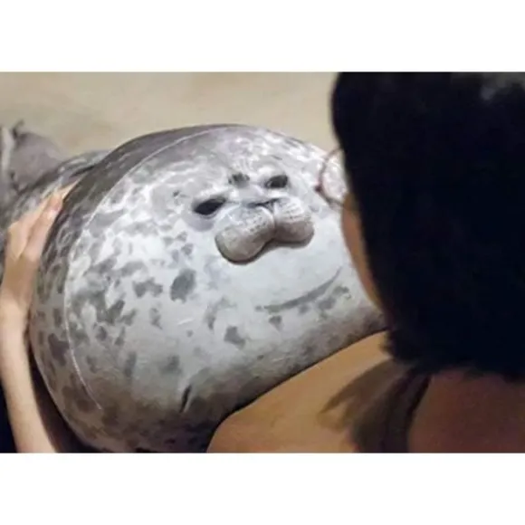 Chubby Blob Sæl Pude, fyldt bomuld plysdyr Legetøj Sød Ocean Medium (17,6 tommer)