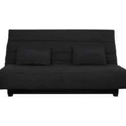 Clic clac 2-personers bænk REVEUR - Sort stof - DUNLOPILLO madras - Seng 188x128 cm Svart