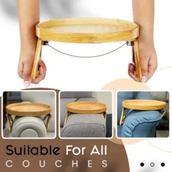 Clip-on bakke sofabord, bambus sofa armlænsbakke, foldbar sofa armlænsbakke bord, bærbar clip-on sidebord
