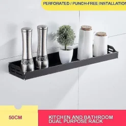 50cm Væghængt Køkkenhylde i Aluminium - Multifunktionel