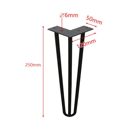 (25cm) 4x Bordben hårnålsben Hårnålsben Stål bordben DIY Bordglider Udskiftelige bord