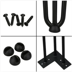 (25cm) 4x Bordben hårnålsben Hårnålsben Stål bordben DIY Bordglider Udskiftelige bord