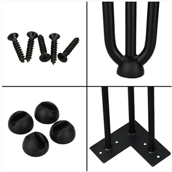 (25cm) 4x Bordben hårnålsben Hårnålsben Stål bordben DIY Bordglider Udskiftelige bord
