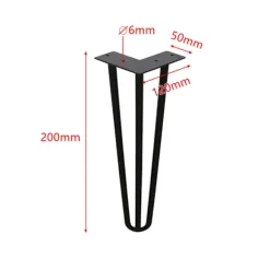 （20cm）4x Bordben hårnålsben Hårnålsben Stål bordben DIY Bordglider Udskiftelige bord