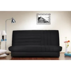 COMFORT BULTEX 3-personers sovesofa - Sort stof - Fremstillet i Frankrig - L 192 x D 95 cm - BEIJA Svart