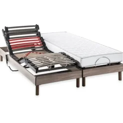 COMFORT elektrisk afslapningsmadras + boxspring sæt - 2x80x200 cm - Skummadras - DEKO DREAM Samba grå ek