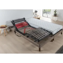 COMFORT elektrisk afslapningsmadras + boxspring sæt - 2x80x200 cm - Skummadras - DEKO DREAM Samba grå ek