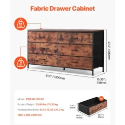 Commode - DUOKU - ZWE-BC-SS-03 - 6 Skuffer - 130x39x69 cm - Opbevaringsmøbel