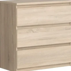 Commode CHELSEA 3 Skuffer - Farve eg - L 77,2 x D 42 x H 79,9 cm Ek