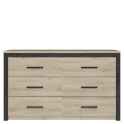 Commode COLORADO 6 Skuffer - Egetræ og sort - L 129,1 x P 41,8 x H 77,1cm - DEMEYERE ek kronberg