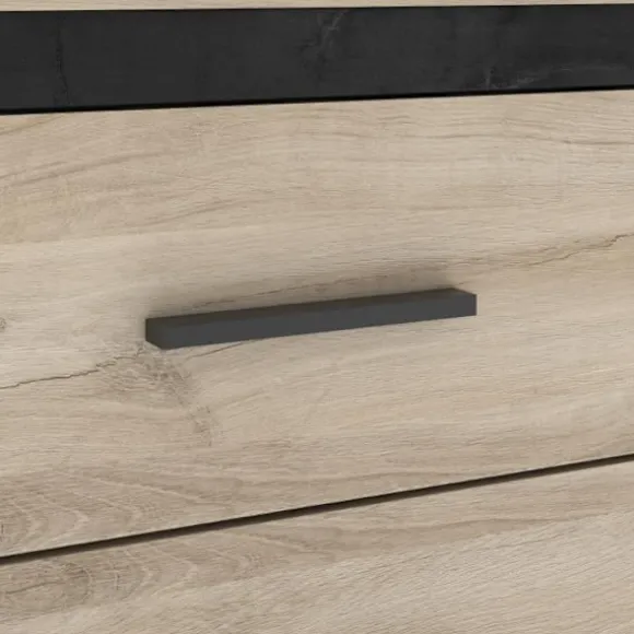 Commode COLORADO 6 Skuffer - Egetræ og sort - L 129,1 x P 41,8 x H 77,1cm - DEMEYERE ek kronberg