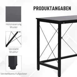 Computer Skrivebord L-Shape Hjørne Skrivebord, Vinkel Skrivebord, Mdf, Sort, 150X150X76Cm