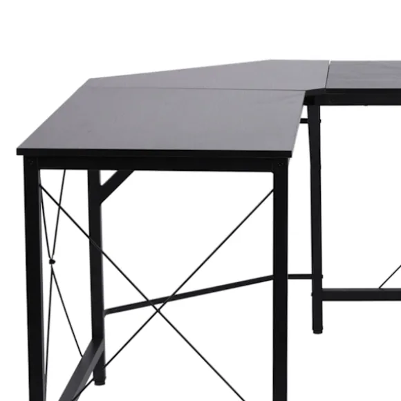 Computer Skrivebord L-Shape Hjørne Skrivebord, Vinkel Skrivebord, Mdf, Sort, 150X150X76Cm