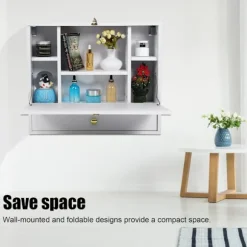 Computerbord Vægmonteret Multifunktionelt Foldbart Laptopbord Skrivebord til Hjemmekontor