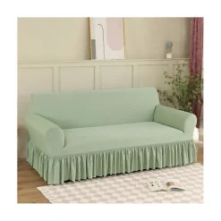 Cool stretch sofabetræk alt inklusive ren farve simpelt sofabetræk cool silke fornemmelse pendul nederdel sofabetræk ny grøn lille trio (siddebredde 170 - | Fyndiq