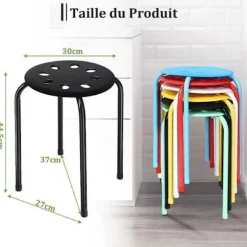 COSTWAY 6 stabelbare skamler 30 x 40,5 cm (Dia x H), Stabil X-formet sammenføjet metalramme til køkken, Bistro Multicolor Flerfärgad
