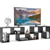 COSTWAY 65" TV-møbel i 3 dele, modulær bogreol til stue, soveværelse, TV-møbel i træ, 135x30x43cm, sort