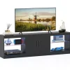 COSTWAY 65" TV-møbel LED med 16 farver, 2 magnetiske døre, 4 åbne rum, til stue, soveværelse, sort