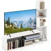 COSTWAY 50" TV-møbel med L-formede opbevaringshylder, åbne rum, til stue, chambre, entre, hvid