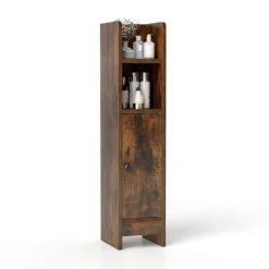 COSTWAY Badeværelsesskab med Dør og Justerbare Hylder, Justerbar Hylde, til Badeværelse, Stue 20 x 18 x 80 cm Marr