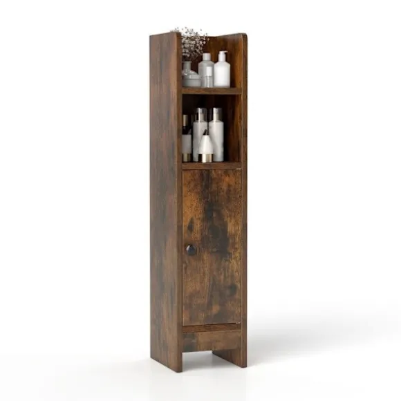 COSTWAY Badeværelsesskab med Dør og Justerbare Hylder, Justerbar Hylde, til Badeværelse, Stue 20 x 18 x 80 cm Marr