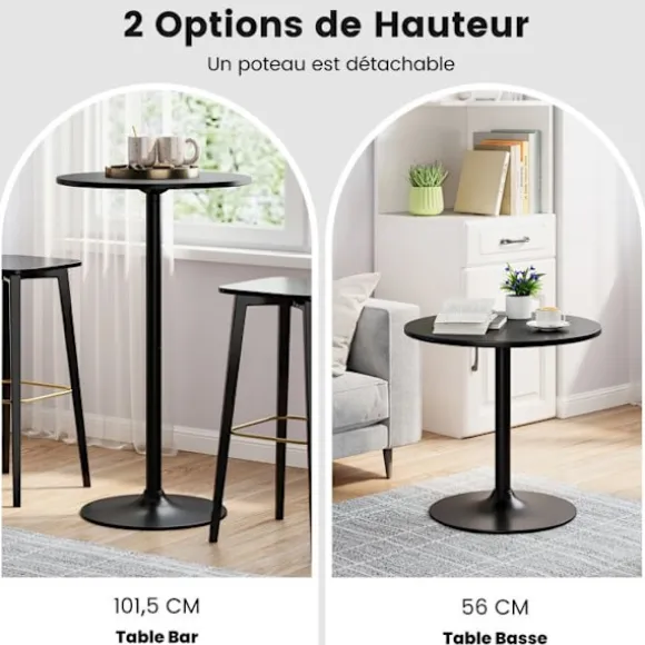 COSTWAY Barbord 60 x 60 x 101,5 cm - Metalbase til Spisestue, Restaurant