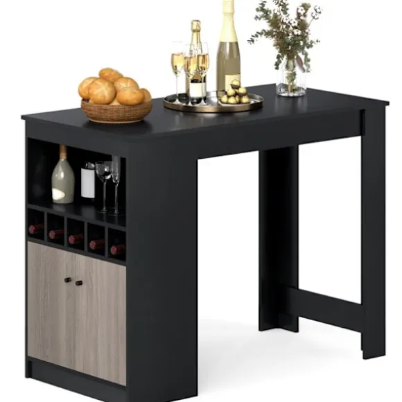 COSTWAY Barhjørnebord - Køkkenø med Åbne Rum Justerbar Hylde til Spisestue 120 x 60 x 91,5 cm