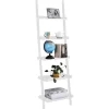 COSTWAY Bogreol Stigestil hylde med 5 opbevaringslager til stue, soveværelse 49 x 33 x 191 cm Skandinavisk hvid