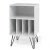 COSTWAY drevskab med 5 åbne rum, USB-port & Type-C-port, metalfødder, industriel stil, 48x40x88 cm, hvid
