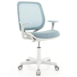 COSTWAY Ergonomisk drejelig kontorstol til børn 6-15 år, 5 bremsehjul, justerbar sædehøjde 43-55 cm, blå Blå